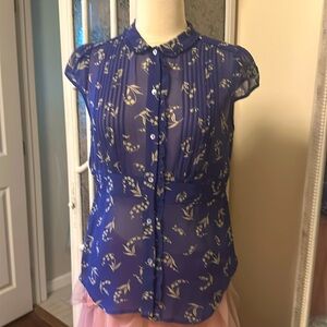 Odille muget lily of the valley silk chiffon top Anthropologie